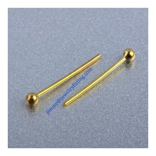 Jewelry Making findings Raw brass metal Ball head Pins Ball pins wholesale 0.6*14mm with 2mm beads shipping free