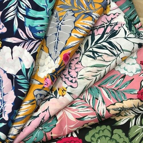 Hawaii Beach Plant Floral-Print Cotton Poplin Fabric Clothing Shirt Skirt Sewing Material Home Decoration Cloth