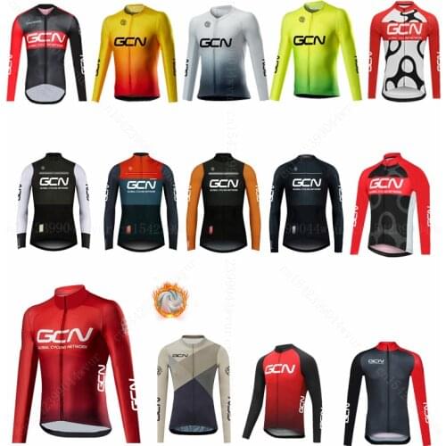 GCN Team Long Sleeves Cycling Jerseys 2021 Winter Thermal Fleece Bicycle Tops Cycling Clothing Men MTB Roupa Ciclismo Masculino