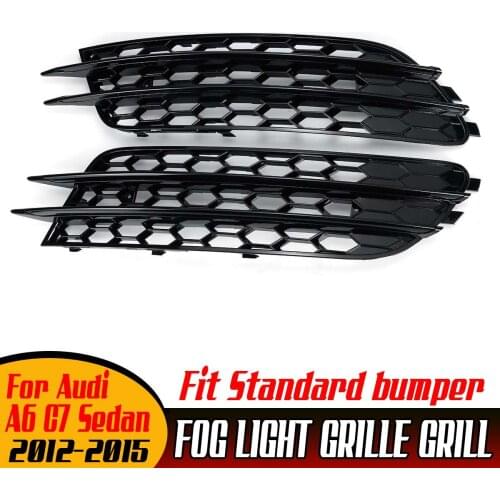 Chrome/Black Car Front Fog Light Grille Fog Lamp Grille Cover Trim For Audi A6 C7 Sedan 2012-2015 Only Fit Standard bumper Model