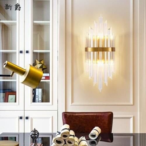 Stainless Steel Crystal Wall Lamp Sconces lights luminaria home lighting living room Wall Lamp lampshade Wandlamp for Bedroom