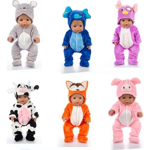 2020 New Animal jumpsuits+shoes Fit 17 inch 43cm RompersDoll Clothes Born Baby Doll Clothes Suit For Baby Birthday Festival Gift