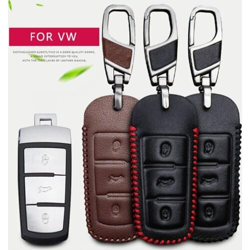 Leather Car Key Case Cover For Volkswagen VW Passat 3C CC B6 B7 B8 B5.5 Polo Tiguan Jetta 6 Golf Caddy Scirocco Sharan Amarok