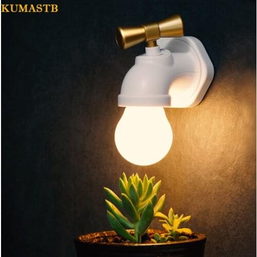 USB Recharging Tap Night Light for Bathroom Energy Saving Night Lamp Vintage Interlligent Voice Control LED Night Lamp