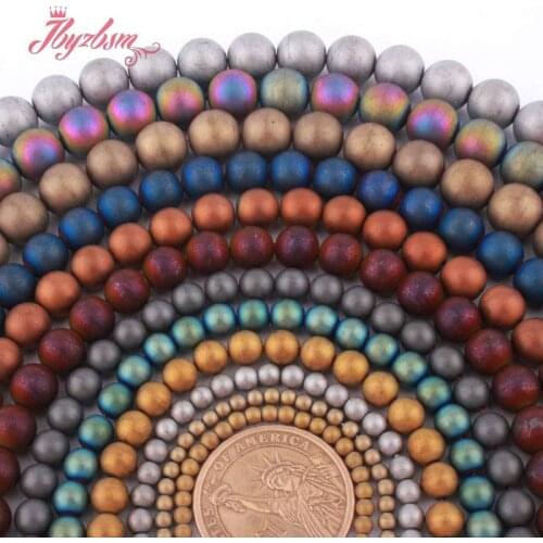 Round Frost Hematite Natural Stone Loose Spacer Beads 2.3. 4.6.8.10mm for DIY Women Men Jewelry Making Necklace Bracelet 15"