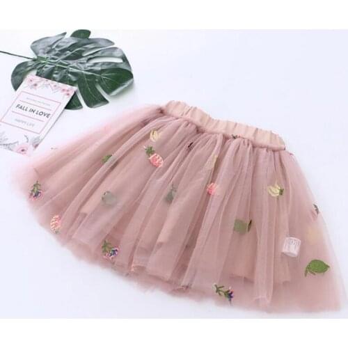 Girl Summer Short Skirt Baby Fruit Embroidery Soft Mesh Skirt Pettiskirt Princess Birthday Party Clothes