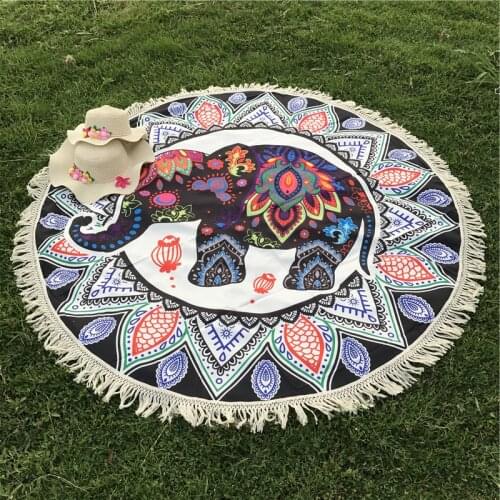 Summer Indian Elephant Mandala Flower Bohemia Tassels Tapestry Wall Hanging Beach Throw Mat Hippie Bedspread Yoga Mat Blanket