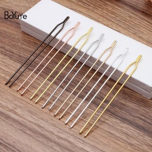 BoYuTe (10 Pieces/Lot) 125*2MM Y Shaped Metal Brass Hair Stick Diy Hair Jewelry Accessories Wholesale