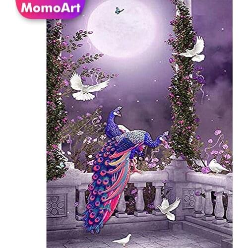 MomoArt DIY Diamond Painting Peacock Animal New Arrival Diamond Mosaic Full Drill Square Embroidery Cross Stitch Wall Decor