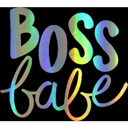 Car Sticker BOSS BABE Words Decoration Car Decal Reflective Laser Vinyl Car Styling 14.4*12.8cm