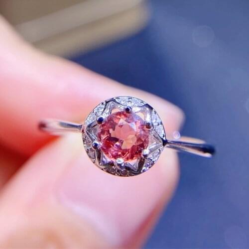 Natural real red tourmaline ring Per jewelry Free shipping 0.45ct gemstone 925 sterling silver Q208218