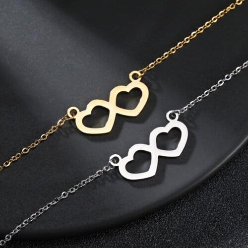 New Fashion Simple Bohemian Punk Gothic Metal Stainless Steel Heart-shaped Men and Women Couple Necklace Valentines Day Gift