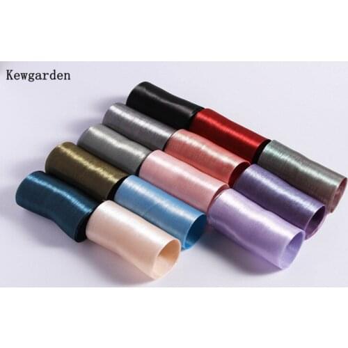 Kewgarden Handmade Tape DIY Bow Hair ring Accessories Shiny Chiffon Voile Ribbon 8cm 12cm Gift Packing Riband Wholesale 22 Yards