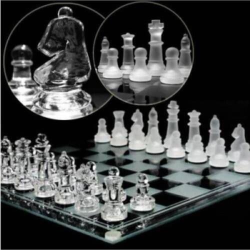 Chess Glass Chess set (25 Cm X 25 Cm) luxury Gift strategy game chess set glass coffee table and glass player team