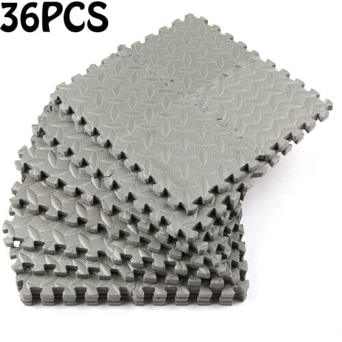 36PCS 15*15cm EVA Leaf Grain Floor Sport Protection Gym Mat Non-Slip Soft Foam Splicing Rugs Thicken Shock Room Workout Yoga Mat