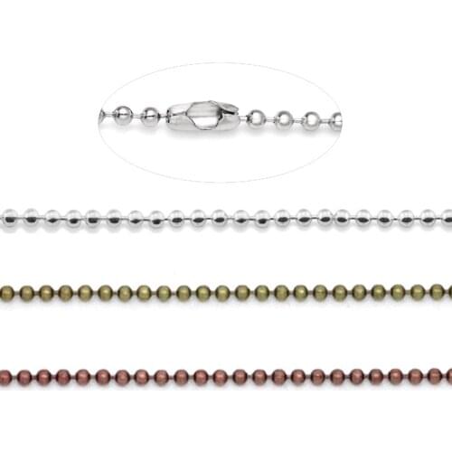 10pcs 72cm Silver Plated 1.5mm Diameter Thin Long Necklace Chains Bulk Small Ball Chain For DIY Jewelry Making Findings