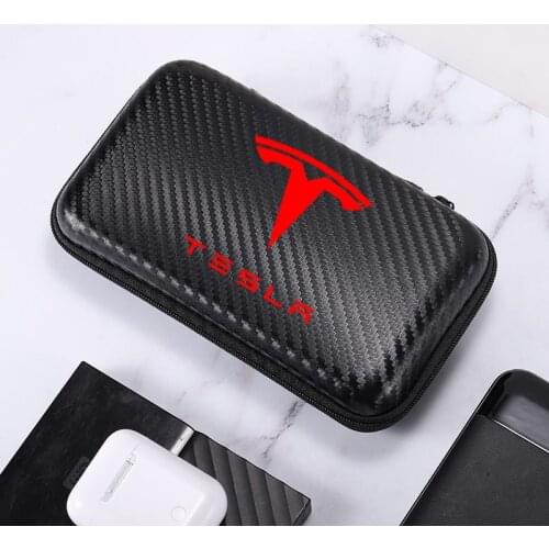 High-Grade Carbon Fiber Car Driving bag phone 3C Supplies Storage bag for Tesla Model 3 Model X Model S Model Y car Accessories