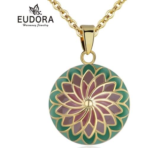 Eudora Red green Flower of life Harmony Ball Necklace 20mm Sound Music Mexican Ball Pendant Maternity Necklace Baby Gift Jewelry