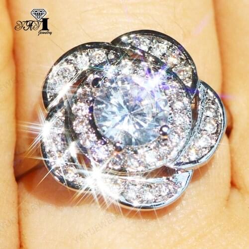 YaYI Jewelry Fashion Princess Cut 6.1CT White Zircon Silver Color Engagement Rings wedding Lover Rings Party Rings 1140