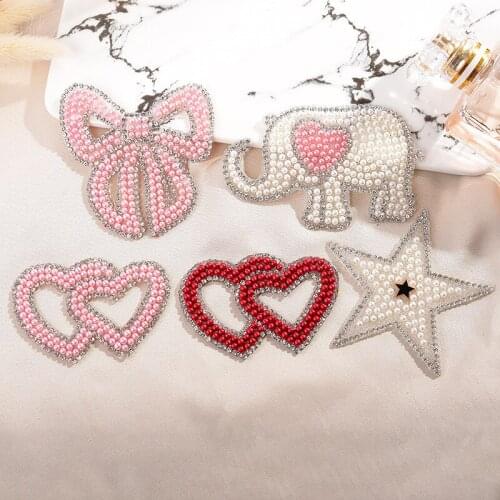 6pc/lot Crystal Rhinestone bow Patches for Clothing Iron on Clothes Appliques Badge Fabric Sticker Apparel Accessories