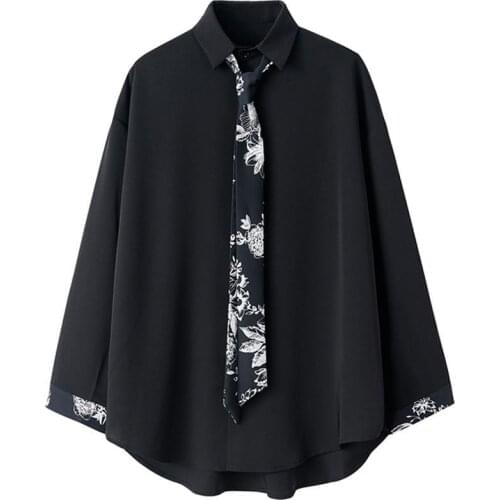 Women The New Dark Floral Shirt Female Design Sense Of Hong Kong-style Long-sleeved Shirt Harajuku Collar Loose Blouses Vintage