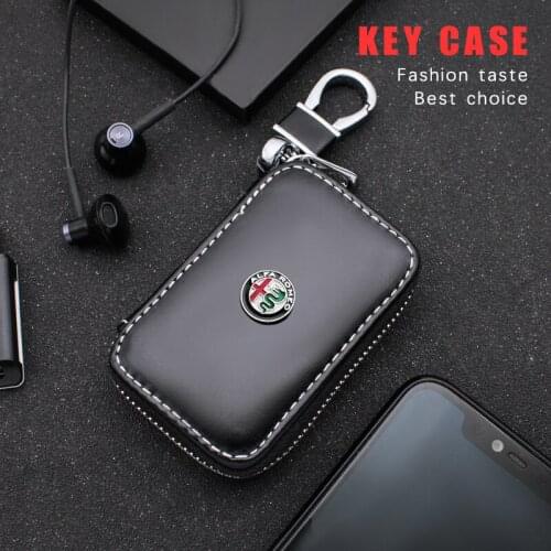 1PCS Leather Car Styling Key Wallets Car Key Holders Buckle Key Case For Alfa Romeo 159 147 156 166 Giulietta Giulia Mito Spider