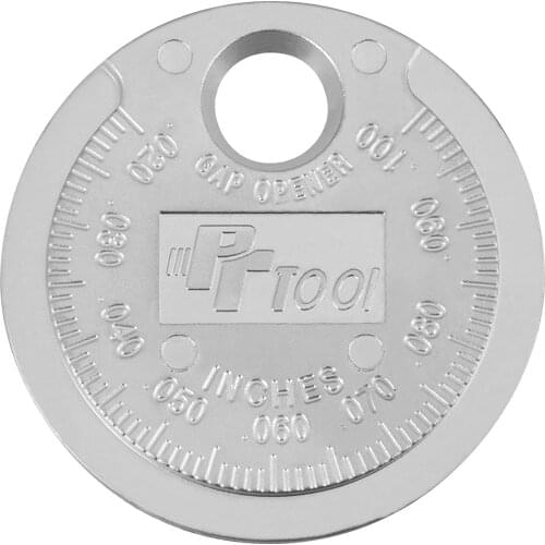 1 Pcs Coin-Type Spark Plug Gap Tool Scaled from 0.020 to 0.100 Inch Spark Plug Gap Gauge Measuring Tool