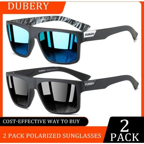 2 PACK Square Sport Style Polarized Sunglasses Men 2021 Fashion DUBERY Brand Design Sun Glasses Driving Outdoor Travel Goggles