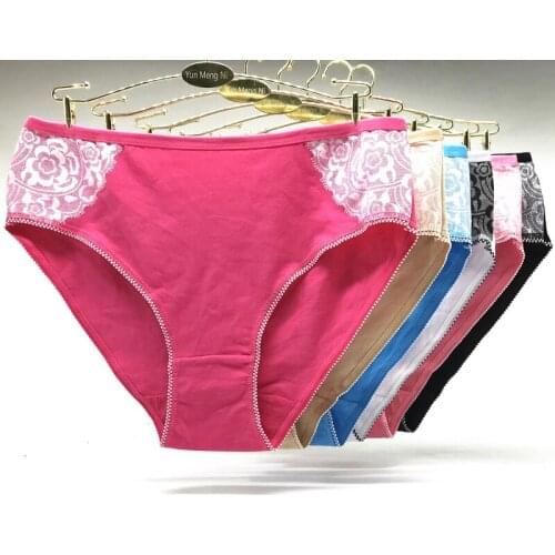 4PCS Large Panties Women Cotton Solid Briefs Womens Underwear Sexy Lace Panties for Girls Plus Size Panty 2xl 3xl 4xl