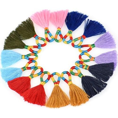 5/10Pcs 5cm Small Silk Tassel Earrings pendant Charms Crafts Silver End Caps Tassels Brush For DIY Jewelry Making Accessories