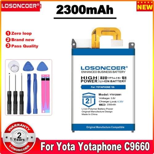 LOSONCOER YT0125081 Battery For YotaPhone 1 Bateria YOTAPHONE 1th Generation C9660 Li-ion Li-Polymer Batterie 2300mAh