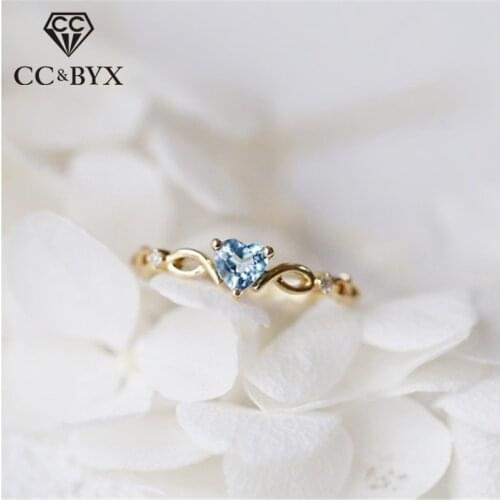 CC Simple Rings For Women Cubic Zirconia Blue Heart Wedding Ring Bridal Engagement Fashion Jewelry Bijoux Drop Shipping CC2291
