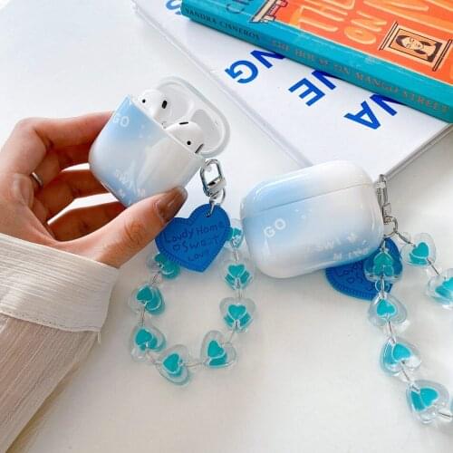 For Apple AirPods 2/3 Case With Anti-lost wristband chain Cover Gradient Silicone Earphone Protect Case AirPods Pro / AirPods 2