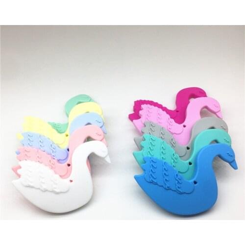 Chenkai 5PCS BPA Free DIY Silicone Goose Teether Baby Beautiful Swan Pacifier Sensory Pendant Toy Accessories Food Grade