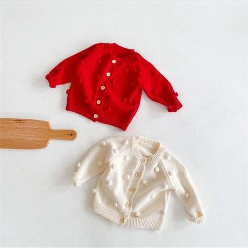 Baby Sweaters Newborn Baby Cardigan Knitwear Pompom Baby Girls Boys Sweater Coat Cotton Infant Toddler Cardigan Sweater For Girl
