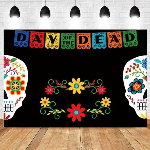 Mexican Day Of The Dead Backdrop Fiesta Sugar Skull Dia De Los Muertos Photography Photographic Background Dress-Up Photo Studio