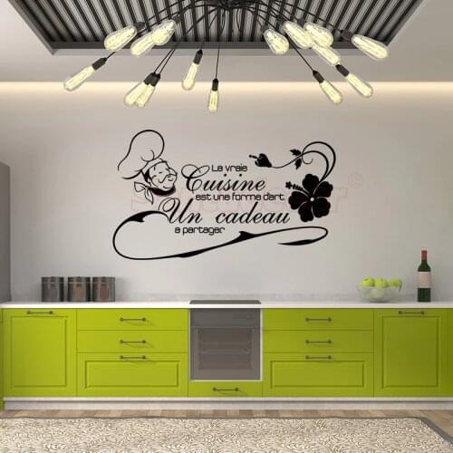 French Quote La Vraie Vinyl Wall Sticker Mural Art Decal Wallpaper Kitchen Wall Decor Cuisine Home Decor Poster Decoration