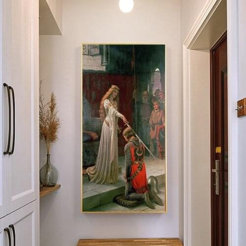 England Famous Canvas Paintings Edmund Blair Leighton Accolade Posters and Prints Wall Art Pictures for Living Room Home Decor