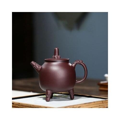 320 ml China yixing ores are recommended handmade antique three-legged Long Ding pot teapot from furnishing articles
