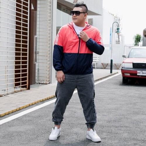 Mens Sunscreen 2 Pieces Tracktsuit Sets Spring Summer Plus Size 9XL Sun Protection Casual Jacket Coat+ Jeans Pants Sportswear