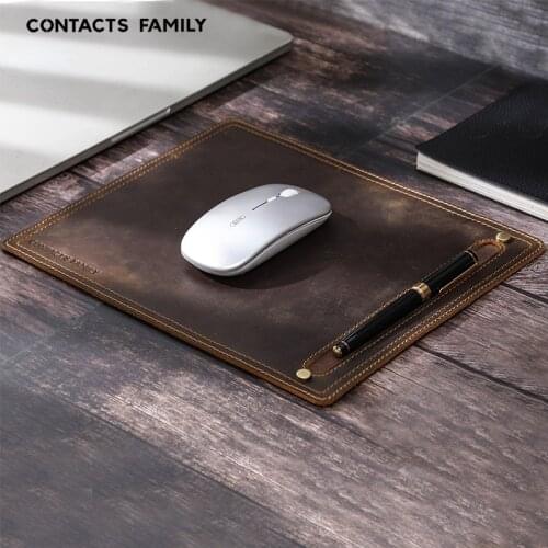 Leather mouse pad with pen slot small square personalized custom office mouse pad
