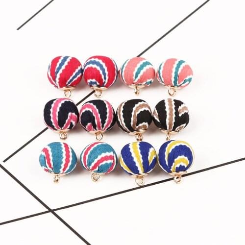 Colorful Stripe Circular Pierced Buttons 13mm 10pc Cloth Beads DIY Button Materials For Garment Bags Crafts Decoration