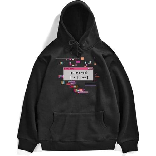 Pullover How Are You Personality Letter Printed Warm Hoodie For Man Street Male Streetwear Harajuku Mens Hoody