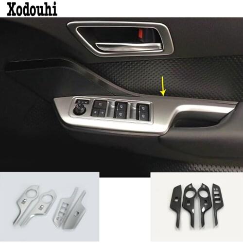 Car Stick Door Window Glass Panel Sill Armrest Lift Switch Button Trim Frame Part 4pcs For Toyota C-HR CHR 2017 2018 2019 2020