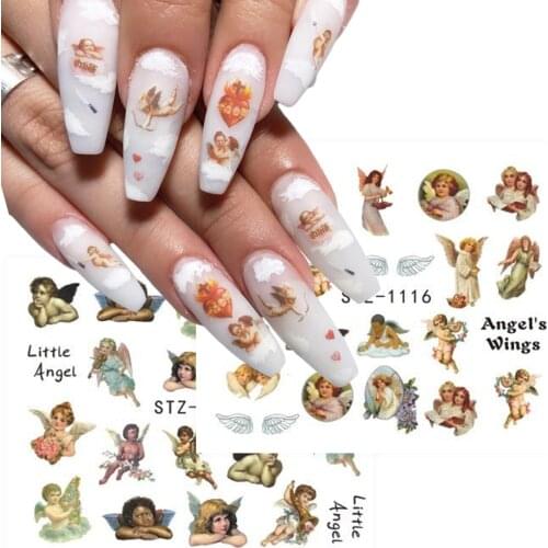 Angel Cupid Stickers for Nails Decals Cherubs Nail Art Water Sliders Manicure Transfer Wraps Tattoo Decorations TRSTZ1114-1120