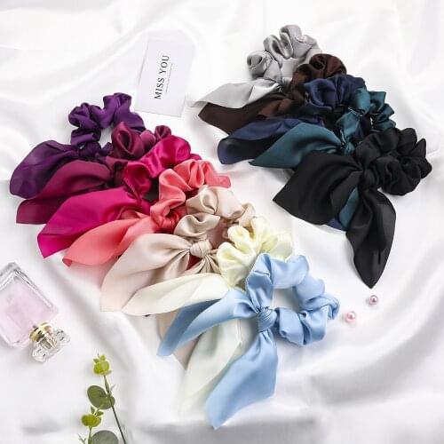 2021 New Fashion Bunny Ears Print Solid Color Beautiful All-match Fabric Ribbon for Women Elastic Girl Hair Accessories Headwear