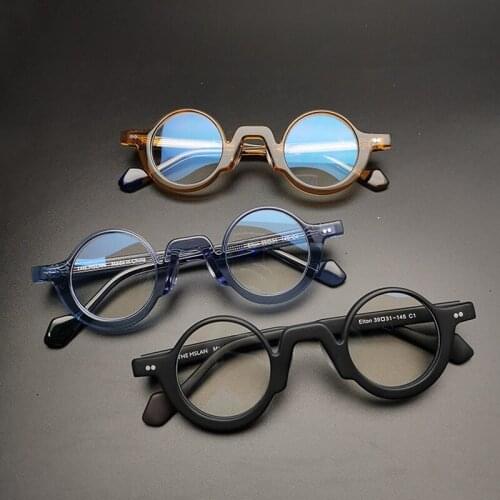 Men women Retro large full frame regular round black glasses customized myopia glasses color changing anti blue light lenses