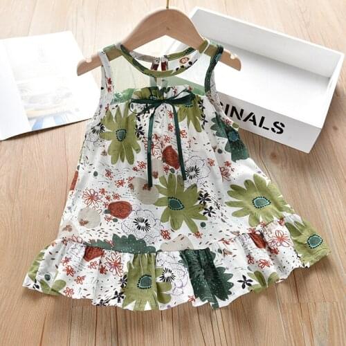 Girls Dress Summer Korean Fashion Floral Dress Childrens Girls Casual Dresses Vest Beach Princess Dress Kids Dresses for Girl