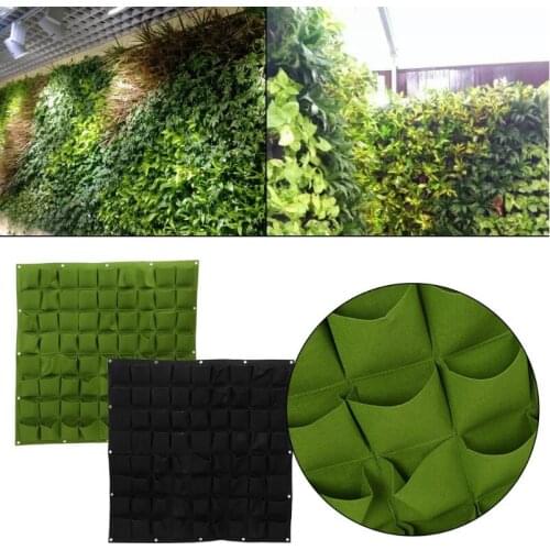 72 Pockets DIY Grow Wall Mount Vertical Flower Hanging Felt Planter Bags for Home Garden Outdoor Planting Supplies Reusable