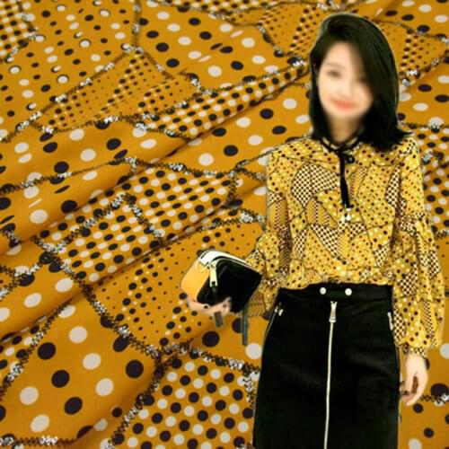 Bling chiffon crepe dot printed bronzing fabric light soft thin breathable dress DIY fabric